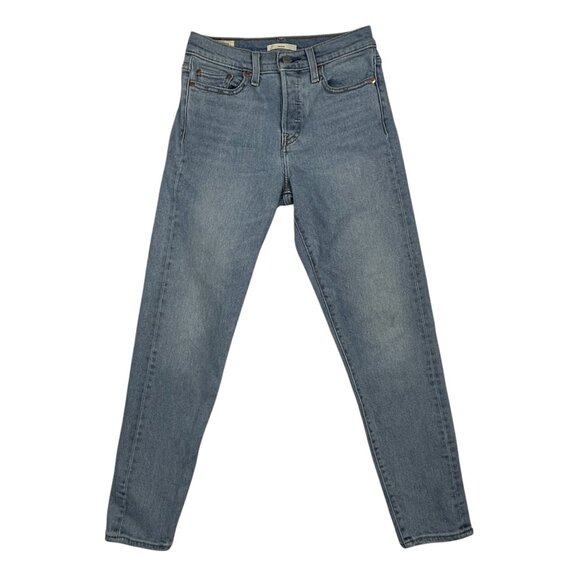 Levi Jeans Women 25 Wedgie Icon Fit Button Fly Slim Straight Stretch Light Wash - Picture 1 of 16